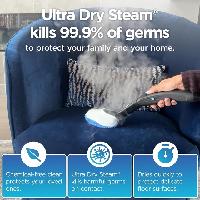 Alt view image 14 of 14 - Euroflex Vapour Pro 20-Piece Steam Mop with Built-In All-in-One Portable Steam Cleaner; Ranked #1 by Good Housekeeping; 295°F & 50 PSI; Kills 99.9% Bacteria & Viruses (H1N1); 5-Year Warranty
