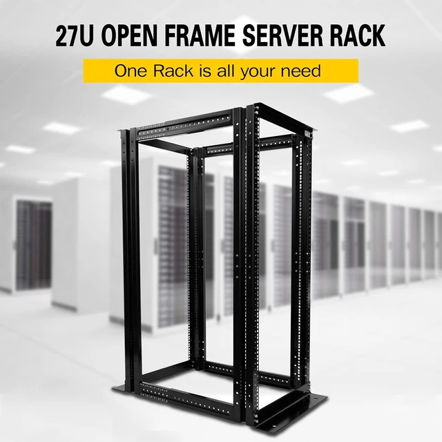 Alt view image 8 of 12 - Raising Electronics Server Rack 4 Post Open Rack Frame Rack Enclosure 19 Inch Adjustable Depth Aluminum (27U,56Inch Height)