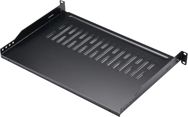 Alt view image 6 of 10 - Rack Shelf 1U Vented Server Rack Mount Cantilever Tray, 50 lbs, 12 inches Deep, Black