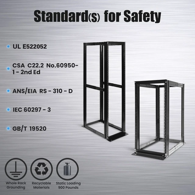 Alt view image 12 of 12 - Raising Electronics Server Rack 4 Post Open Rack Frame Rack Enclosure 19 Inch Adjustable Depth Aluminum (27U,56Inch Height)