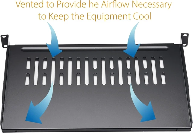 Alt view image 8 of 10 - Rack Shelf 1U Vented Server Rack Mount Cantilever Tray, 50 lbs, 12 inches Deep, Black