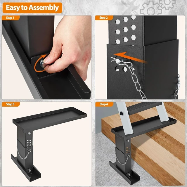 Alt view image 12 of 14 - Ladder Extender Pro, Ladder Stabilizer High Strength, Ladder Leveler 13.4-19 Adjustable Height Range for Single and Extension Ladders