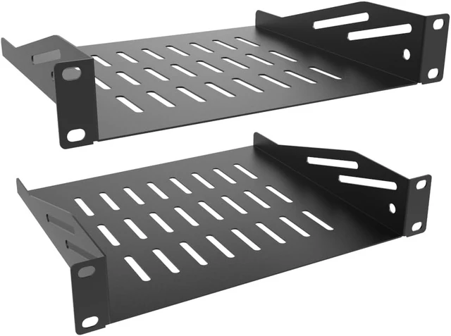 Alt view image 6 of 10 - 2 Pcs of 1U Server Rack Shelf Vented Cantilever Rack Tray for 10" Network Equipment Cabinet or Rack, Black (1U10IN-RackS-8IN)