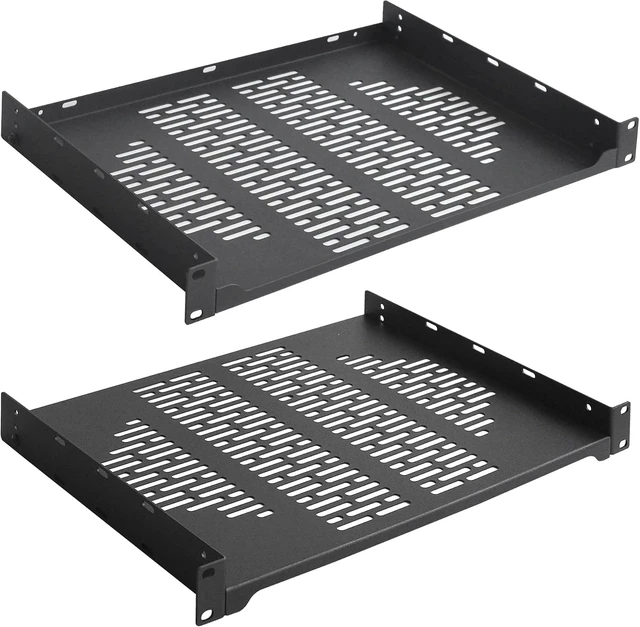 Alt view image 7 of 12 - RIVECO 2 PCS 12 Rack Shelves for 19 inches Network Rack & Cabinets, 1U Rack Mount Shelf Vented Cantilever Tray, for Server, IT & Sound Equipment