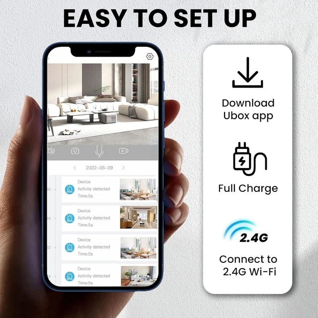 Alt view image 13 of 14 - 2025 Upgraded Security Camera, 4K HD Mini Nanny Cam for Home with Night Vision, WiFi Indoor Camera, 100 Days Long Battery Life, Motion Detection, Remote Viewing, Wireless Surveillance Cam