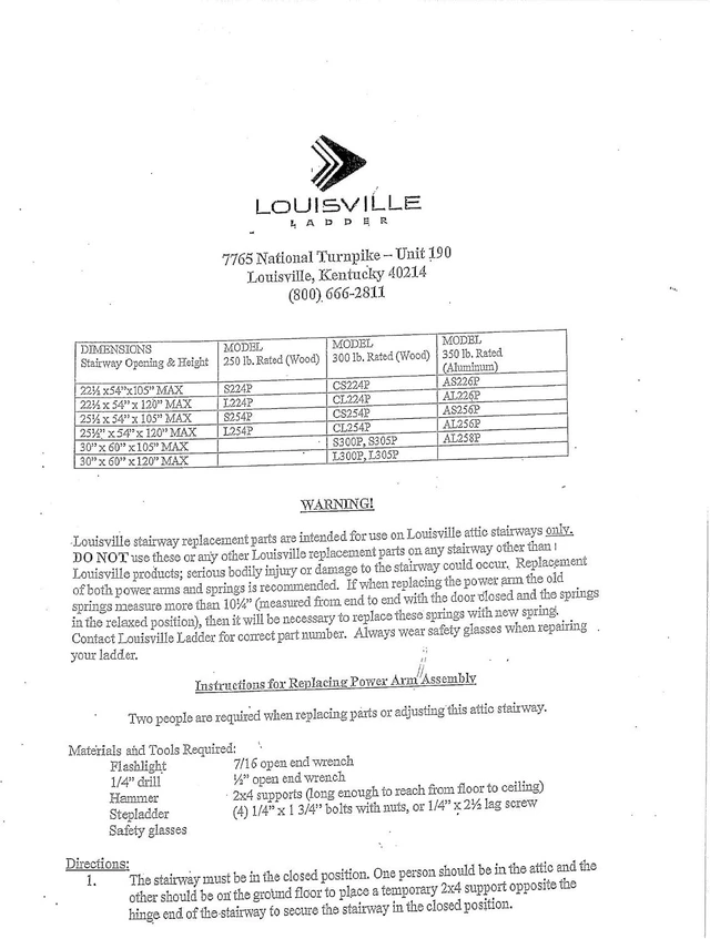 Alt view image 5 of 6 - Louisville Ladder Attic Ladder Kit Power Arm Assy Left Hand, PR315500-LH