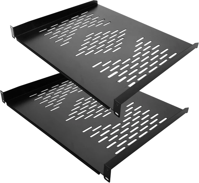 Alt view image 6 of 10 - RIVECO 2 PCS 1U Server Rack Shelf 19 Rack-Mount Trays 16 Inches Vented Cantilevers for Server & Network Equipment Mounting, (40 CM) Depth, Black