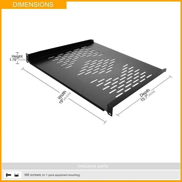 Alt view image 7 of 10 - RIVECO 2 PCS 1U Server Rack Shelf 19 Rack-Mount Trays 16 Inches Vented Cantilevers for Server & Network Equipment Mounting, (40 CM) Depth, Black