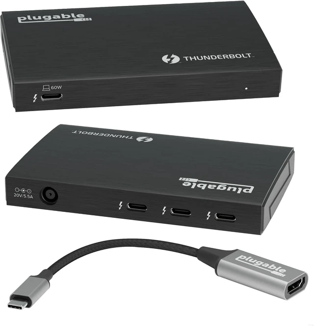 Alt view image 8 of 14 - Plugable Thunderbolt 4 Hub, 4-in-1 Pure USB-C Design, Includes USB-C to 4K HDMI Adapter, Laptop Charging, Compatible with Windows, Mac, iPad Pro and Thunderbolt 4, USB4, Thunderbolt 3, USB-C Devices