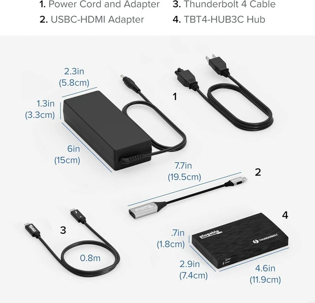 Alt view image 13 of 14 - Plugable Thunderbolt 4 Hub, 4-in-1 Pure USB-C Design, Includes USB-C to 4K HDMI Adapter, Laptop Charging, Compatible with Windows, Mac, iPad Pro and Thunderbolt 4, USB4, Thunderbolt 3, USB-C Devices
