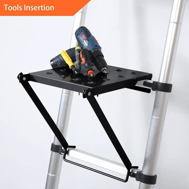 Alt view image 10 of 14 - TooCust Ladder Work Platform - Ladder Accessories Ladder Tray for Painters and Tools Extension Ladder Accessories Anti-Slip, Heavy Duty Ladder Work Stand Weight Capacity 400 Lbs (Black)