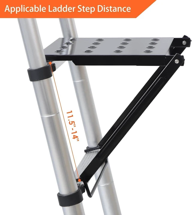 Alt view image 12 of 14 - TooCust Ladder Work Platform - Ladder Accessories Ladder Tray for Painters and Tools Extension Ladder Accessories Anti-Slip, Heavy Duty Ladder Work Stand Weight Capacity 400 Lbs (Black)