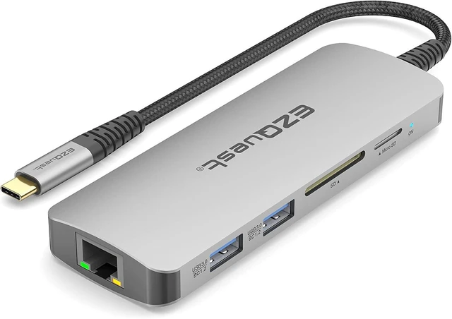 Alt view image 9 of 14 - EZQuest USB C Hub Docking Station 10 in 1 with 4K HDMI 60Hz, 1 Gbs Ethernet, 2 USB C Gen 2 10Gbs Ports, 1 USB C PD 3.0 Port, 2 USB A 3.0 Ports, Audio Port, SD/Micro SD, Compatible with USB-C Computers