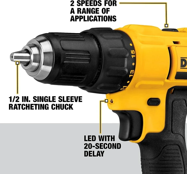 Alt view image 10 of 14 - DEWALT 20V Max Cordless Drill / Driver Kit, Compact, 1/2-Inch (DCD771C2), Dewalt Yellow