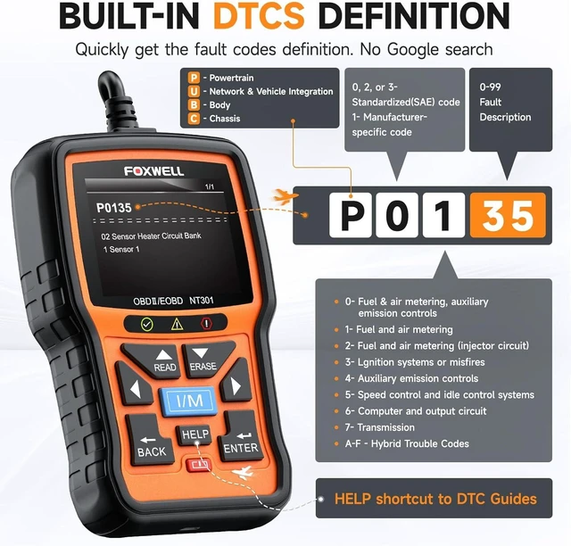 Alt view image 13 of 14 - FOXWELL NT301 OBD2 Scanner Live Data Professional Mechanic OBDII Diagnostic Code Reader Tool for Check Engine Light