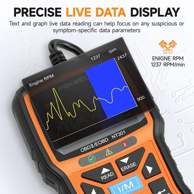 Alt view image 11 of 14 - FOXWELL NT301 OBD2 Scanner Live Data Professional Mechanic OBDII Diagnostic Code Reader Tool for Check Engine Light