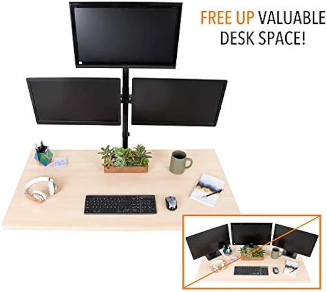 Alt view image 8 of 12 - Stand Steady 3 Monitor Mount Desk Stand | Clamp-On Height Adjustable Triple Monitor Stand | Full Articulation VESA Mount Fits Most LCD/LED Monitors 13-32 Inches | Easy Set-Up Three Monitor Arm