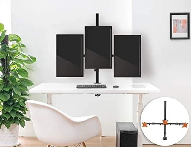 Alt view image 11 of 12 - Stand Steady 3 Monitor Mount Desk Stand | Clamp-On Height Adjustable Triple Monitor Stand | Full Articulation VESA Mount Fits Most LCD/LED Monitors 13-32 Inches | Easy Set-Up Three Monitor Arm