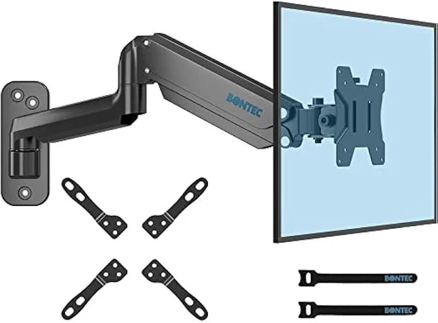 Alt view image 7 of 12 - BONTEC Monitor Wall Mount Bracket for 13 to 42 Inch Screens, Gas Spring Arm Wall Mount, Height Adjustable Articulating Single Arm Wall Stand with VESA Extended Arm Up to 22.2 Inch, Max VESA 200x200