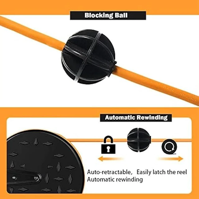 Alt view image 10 of 12 - EP 30 Ft Retractable Extension Cord Reel, 16/3 SJTW Power Cord with 3 Electrical Outlets, Ceiling or Wall Mount, 10 Amp Circuit Breaker, Metal Plate, UL Listed, Orange