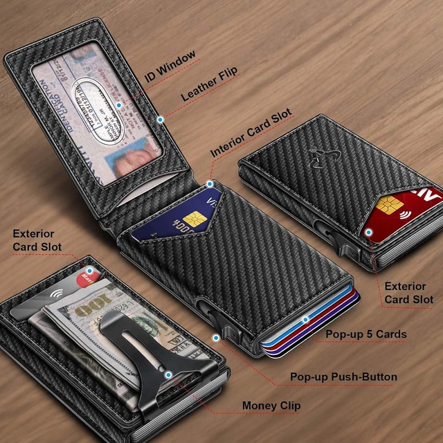 Alt view image 9 of 14 - BULLIANT Men Wallet,Money Clip Wallet Slim For Gift Men 9Cards-Metal Credit Card Case in Magnetic Leather Flip