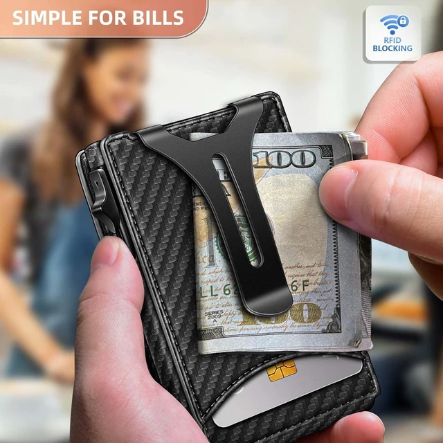 Alt view image 13 of 14 - BULLIANT Men Wallet,Money Clip Wallet Slim For Gift Men 9Cards-Metal Credit Card Case in Magnetic Leather Flip