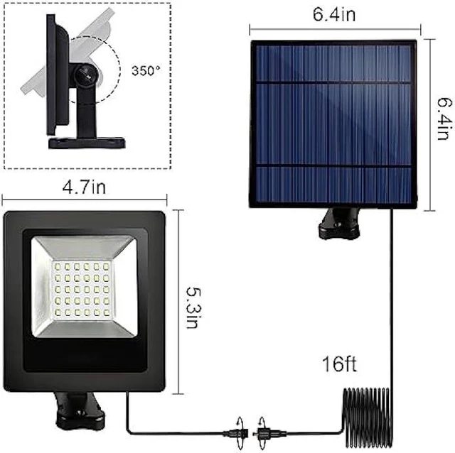 Alt view image 8 of 12 - Solar Outdoor Lights Garden LED Flood Lights with Extension Cable Dusk to Dawn Security Waterproof Landscape Lighting for Barn,Ceiling Porch, Cabin roof,Tree,Doorway,Yard,Street(Warm White)