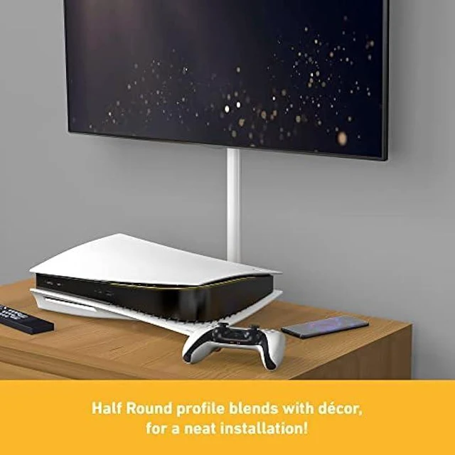 Alt view image 12 of 12 - D-Line 13.12ft Cord Hider Kit, Patented Cable Cover, Hide Wires on Wall, Channel for TV Mount Cords, Raceway Wire Hiders, Paintable, Adhesive, Half Round, 4X 1.18in W x 0.59in H x 39in Lengths, White