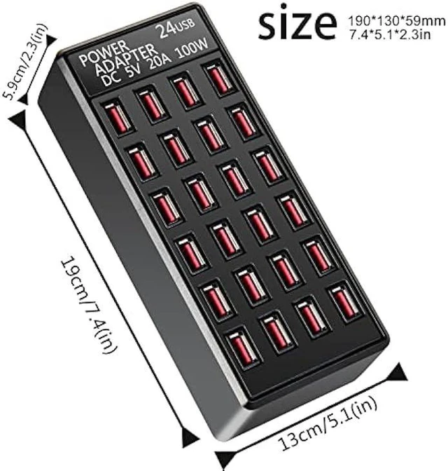 Alt view image 10 of 14 - 100w 24(20A) Port, USB Fast Charging Station,Travel Desktop USB Rapid Charger,Multi Ports Charging Station Organizer Compatible with Smartphones,Tables,and More Devices