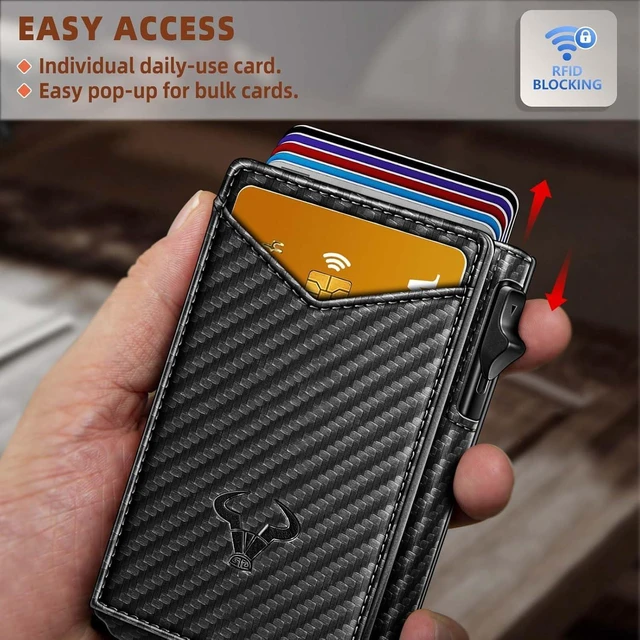 Alt view image 11 of 14 - BULLIANT Men Wallet,Money Clip Wallet Slim For Gift Men 9Cards-Metal Credit Card Case in Magnetic Leather Flip