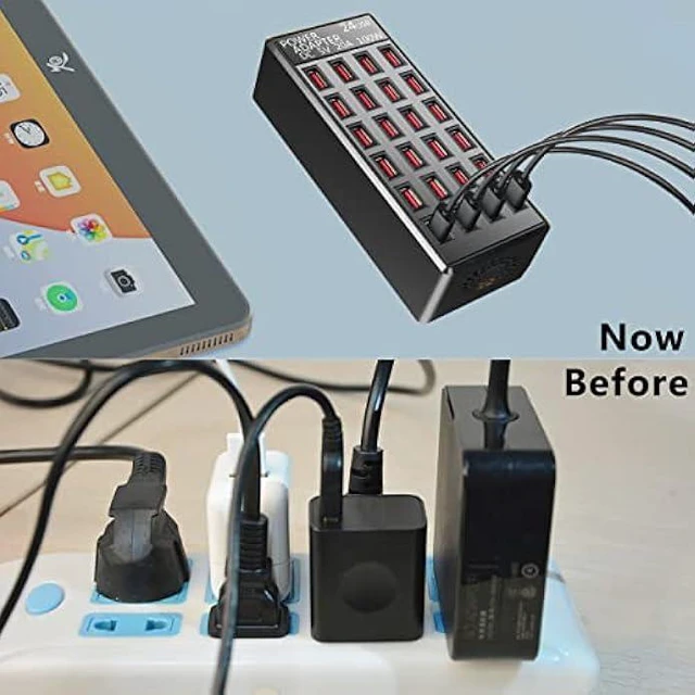 Alt view image 11 of 14 - 100w 24(20A) Port, USB Fast Charging Station,Travel Desktop USB Rapid Charger,Multi Ports Charging Station Organizer Compatible with Smartphones,Tables,and More Devices