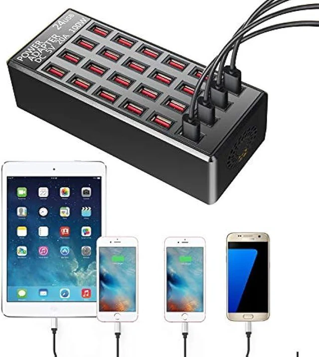 Alt view image 9 of 14 - 100w 24(20A) Port, USB Fast Charging Station,Travel Desktop USB Rapid Charger,Multi Ports Charging Station Organizer Compatible with Smartphones,Tables,and More Devices