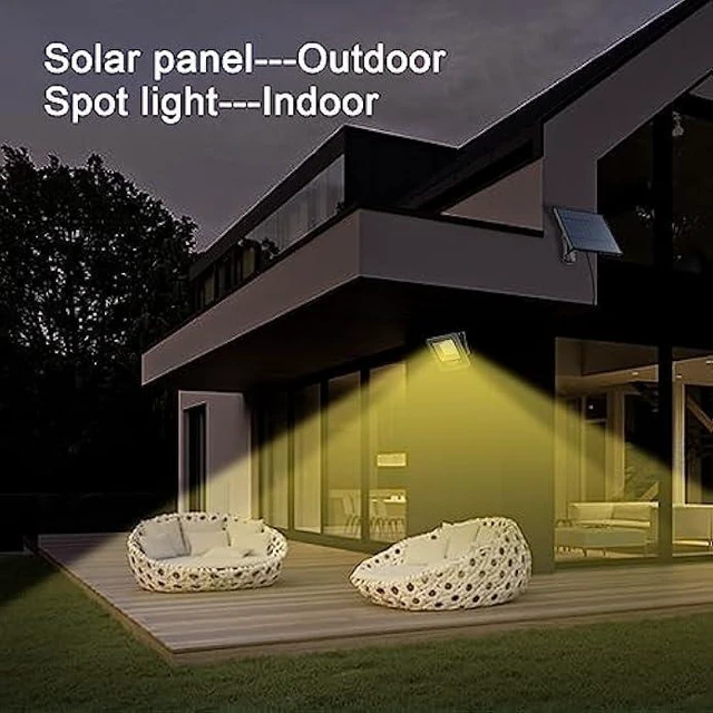 Alt view image 12 of 12 - Solar Outdoor Lights Garden LED Flood Lights with Extension Cable Dusk to Dawn Security Waterproof Landscape Lighting for Barn,Ceiling Porch, Cabin roof,Tree,Doorway,Yard,Street(Warm White)