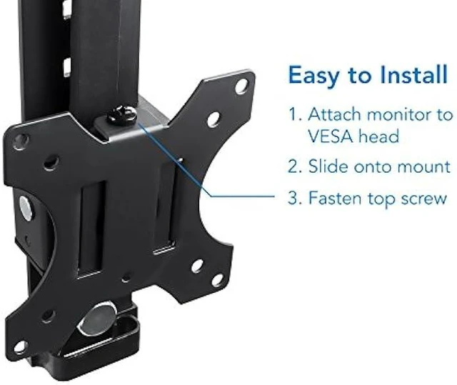 Alt view image 11 of 14 - Mount-It! Cubicle Monitor Mount Hanger Attachment, Hanging Height Adjustable VESA Bracket for a 17 to 32 Screen, Adjustable Hook Supports up to 17.6 lbs, Black (MI-785)