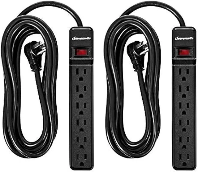 Alt view image 8 of 14 - DEWENWILS 2-Pack Power Strip Surge Protector,15 Ft Extra Long Extension Cord, Low Profile Flat Plug,15 Amp Circuit Breaker, 500 Joules, Wall Mount, Black, UL Listed