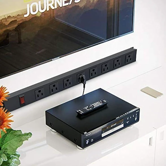 Alt view image 11 of 12 - Metal 8 Outlet Mountable Power Strip with Switch,Wide Spaced Heavy Duty Wall Mount Power Strip Surge Protector 1200J,10FT 14AWG Braided Cord 15A 125V 1875W for Home Office Industrial Garage Commercial