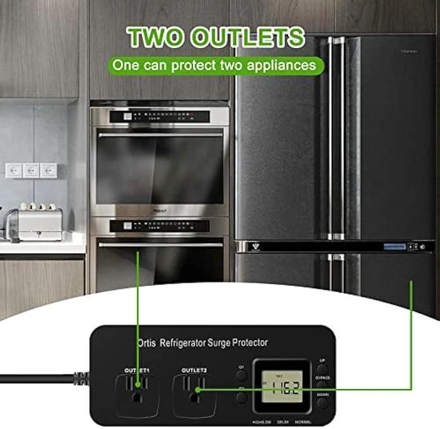Alt view image 11 of 14 - Refrigerator Surge Protector, Ortis Double Outlet Electronic Surge Protector for Home Appliances with Time Delay & Real-Time Electricity Usage Monitor, Protects All Voltage Abnormalities