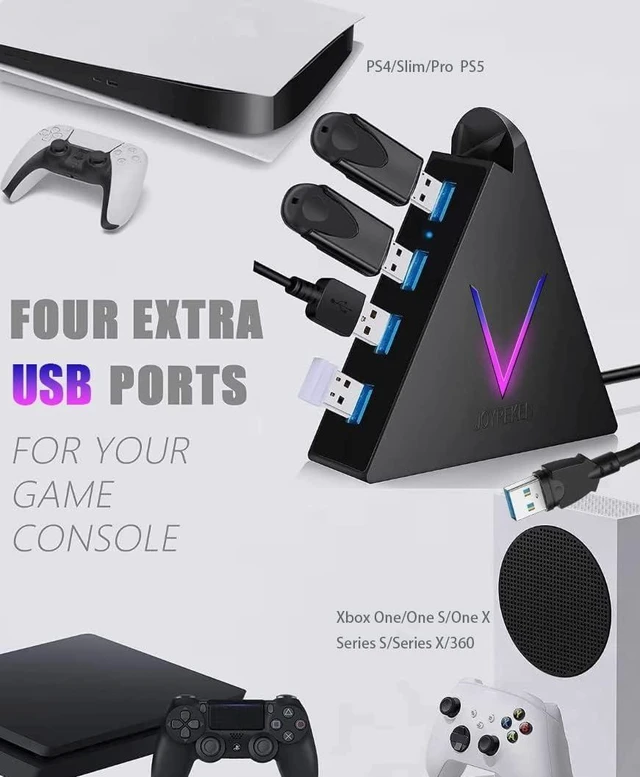 Alt view image 10 of 14 - 4-Port USB 3.0 Hub, FlyingVHUB Vertical Data USB Hub with 2 ft Extended Cable, for Mac, PC, Xbox One, PS4, PS5, iMac, Surface Pro, XPS, Laptop, Desktop, Flash Drive, Mobile HDD