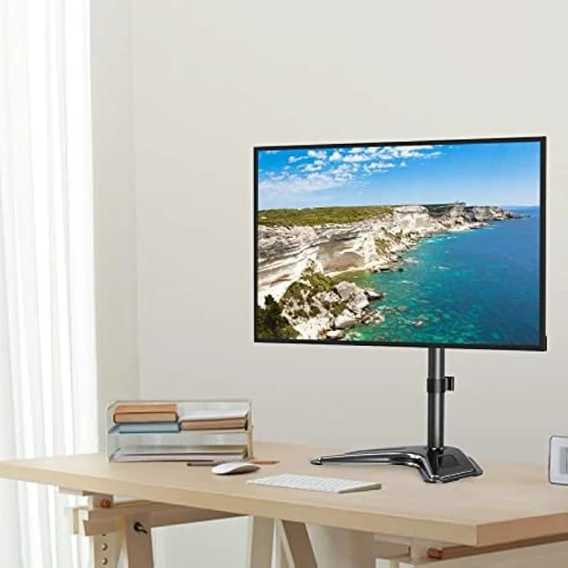 Alt view image 8 of 12 - MOUNT PRO Single Monitor Stands Fits 13-32 inch/17.6 lbs Screen, Free Standing Computer Monitor Mount, Monitor Desk Stand with Adjustable Height/Tilt/Swivel/Rotation, VESA Monitor Stand 75x75 100x100