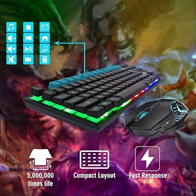 Alt view image 10 of 14 - Gaming Wireless TKL Keyboard Mouse Combo Rechargeable LED Backlit Tenkeyless Compact 87 Keys 6 Button for Computer Laptop PS4 PS5 Switch Compatible with Windows XP/7/8/10 iMac MacBook Xbox one X