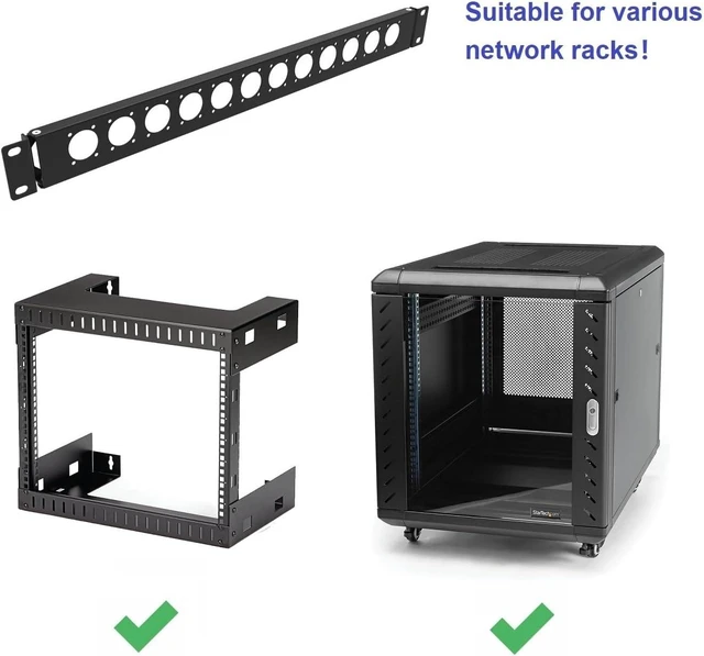 Alt view image 8 of 10 - 1U Hinged D-Series 12 Connectors Punch-Out Component Panel for 19 inches Sound, AV, Computer -Equipment Racks- Patch Panel Compatible with XLR, HDMI (1U12D)