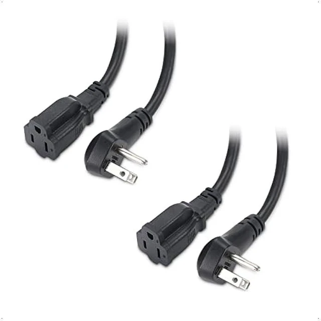 Alt view image 7 of 12 - Cable Matters 2-Pack 14AWG 15A Heavy Duty Power Extension Cord 10 ft with Low Profile Plug in Black, ETL Listed (Low Profile Power Cord Extension / 3 Prong Extension Cords, NEMA 5-15P to 5-15R)