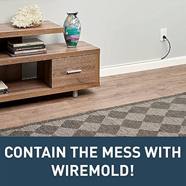Alt view image 10 of 14 - Legrand Wiremold C210S Cable Management Kit Cord Organizer and Hider, White