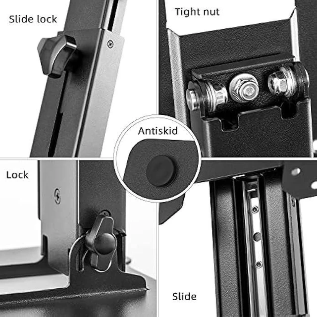 Alt view image 10 of 12 - Wearson Folding Monitor Stand - Height Adjustable Vesa Monitor Stand, Tilt, Rotation Free Standing Low Profile Desk Mount for Single Monitor up to 28 inch Screens Upgrade WS-03T