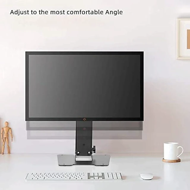 Alt view image 12 of 12 - Wearson Folding Monitor Stand - Height Adjustable Vesa Monitor Stand, Tilt, Rotation Free Standing Low Profile Desk Mount for Single Monitor up to 28 inch Screens Upgrade WS-03T