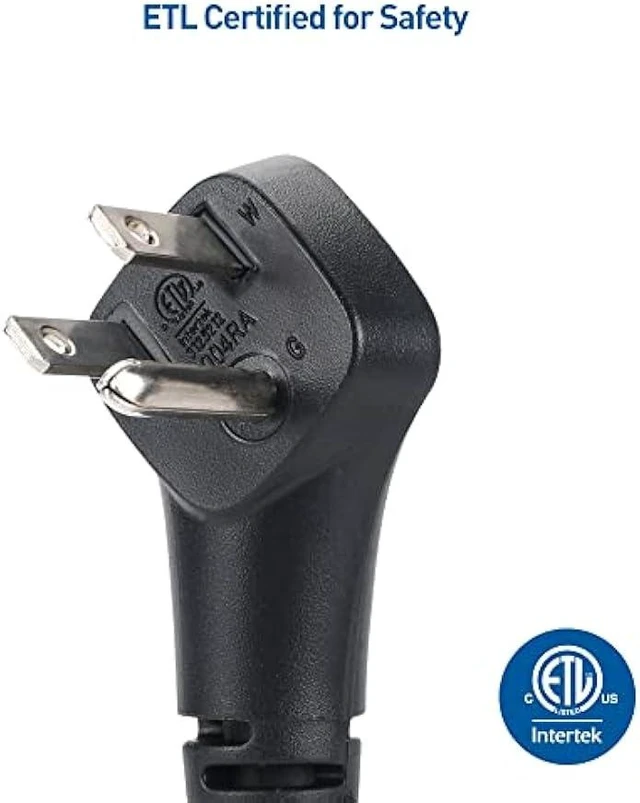 Alt view image 10 of 12 - Cable Matters 2-Pack 14AWG 15A Heavy Duty Power Extension Cord 10 ft with Low Profile Plug in Black, ETL Listed (Low Profile Power Cord Extension / 3 Prong Extension Cords, NEMA 5-15P to 5-15R)