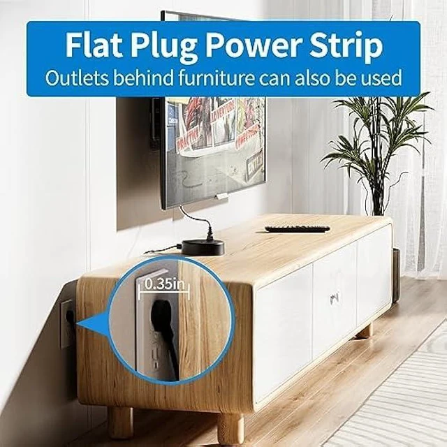 Alt view image 9 of 12 - NTONPOWER Flat Extension Cord 15 Ft Power Strip Flat Plug Extension Cord with Multiple Outlets 0.11in Flat Cord USB Power Strip with 3AC Outlet & 2 USB C+2USB A Cruise Approved & Compatible Rug