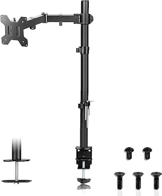 Alt view image 7 of 12 - Suptek Single LED LCD Monitor Stand up Desk Mount for 1 / One Screen up to 27 inch Extra Tall 31.5 inch Pole Heavy Duty Fully Adjustable Stand (MD6821)