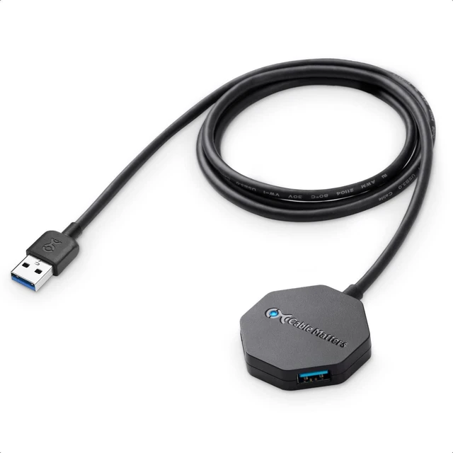 Alt view image 8 of 14 - Cable Matters Ultra Mini 4 Port USB Hub with Long 4 ft Extension Cable Tail (USB 3.0 Hub, USB Extension Hub, USB Hub Long Cord, USB Extension Cable Multiple Port) in Black