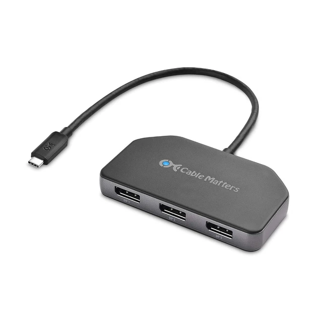 Alt view image 8 of 14 - Cable Matters Triple Monitor USB C Hub with 3X DisplayPort and 100W Charging - Support up to 8K and 4K 120Hz HDR - Thunderbolt 4, USB4 Compatible for Surface Pro, XPS (Windows Only)